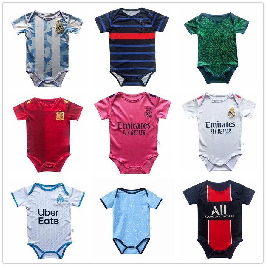 

baby jersey 2020 Real Madrid Spain Argentinababy football jersey 2020-2021 high quality 6-18 months soccer shirt Crawling suit