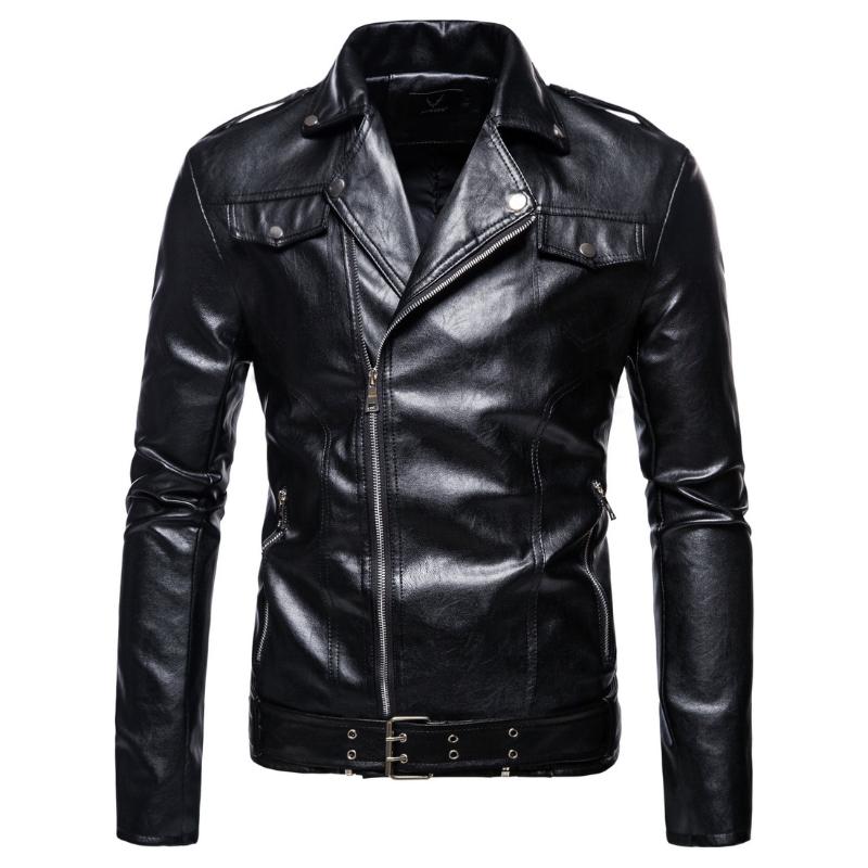 

Men Leather Jackets and Coats Slim Fit PU Leather Coats Good Quality Male Black Motorcycle Jackets Casual