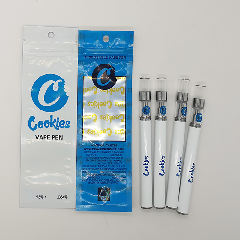 

Cookies Disposable Vape Pen Cartridges 280mAh Vape Battery Starter Kits 0.5ml Empty 1.8mm Oil Hole Atomizers PVC Tubes Packaging Bag