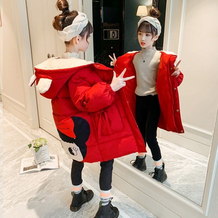 

Girls winter cotton coat 2021 new children's clothing foreign big children thickening children's new year cotton clothes down cotton jacket, Blue;gray