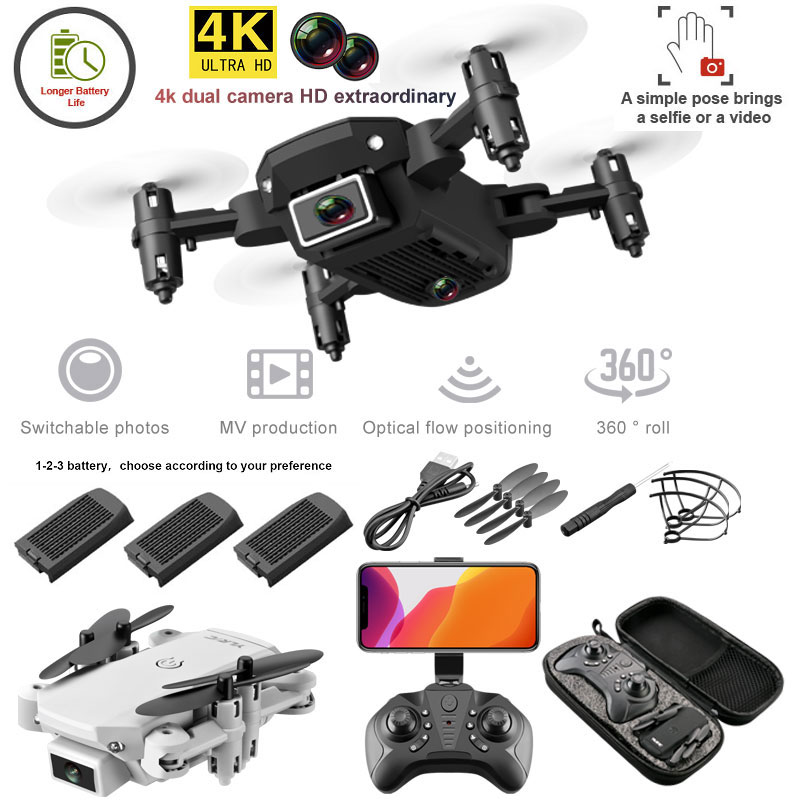 

S66 FPV Mini Drone With Camera HD RC Foldable Drone 4K Profesional Selfie Wifi Double Camera Drones Quadcopter RC Dron Mini Toys, Black