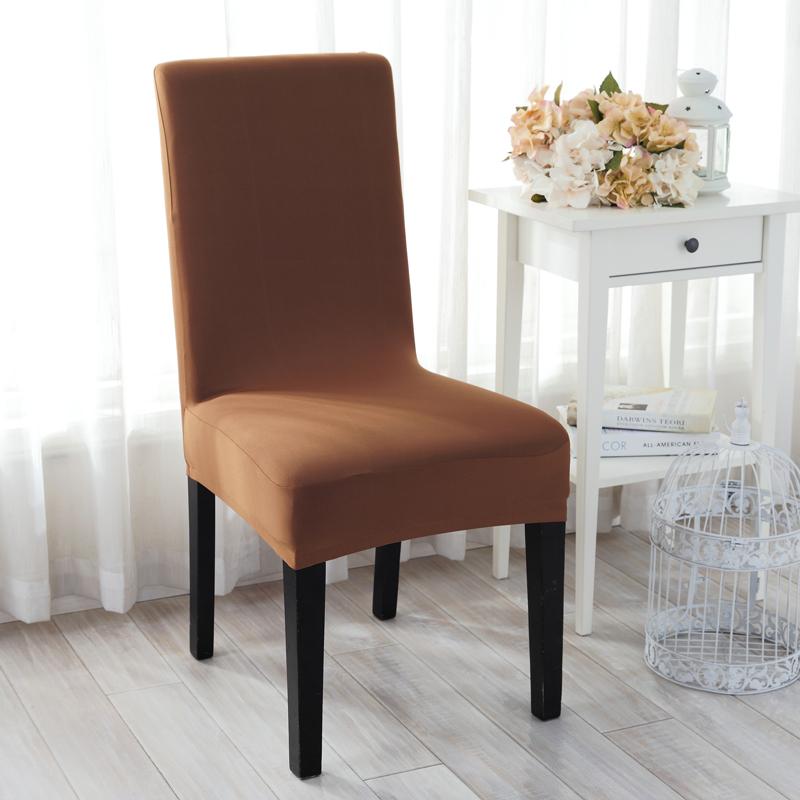 

1 Piece 19 Colors Polyester Spandex Dining Chair Covers For Wedding Party Chair Cover Brown Dining Seat Covers