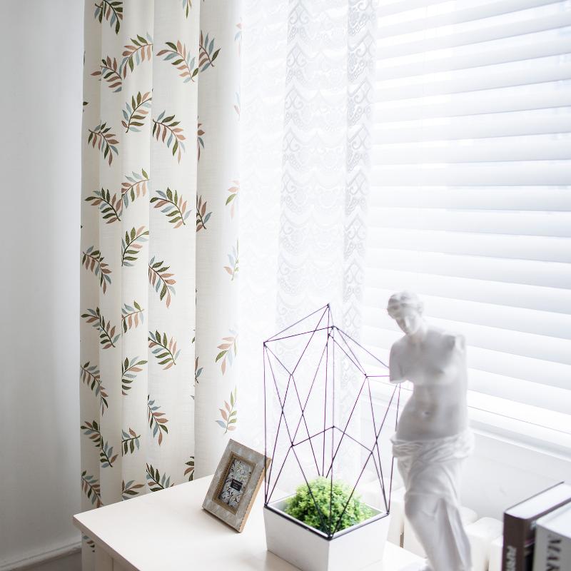 

Modern Simple Curtains Cotton-like Bamboo Slab Embroidery Curtains for Living Dining Room Bedroom, Curtain
