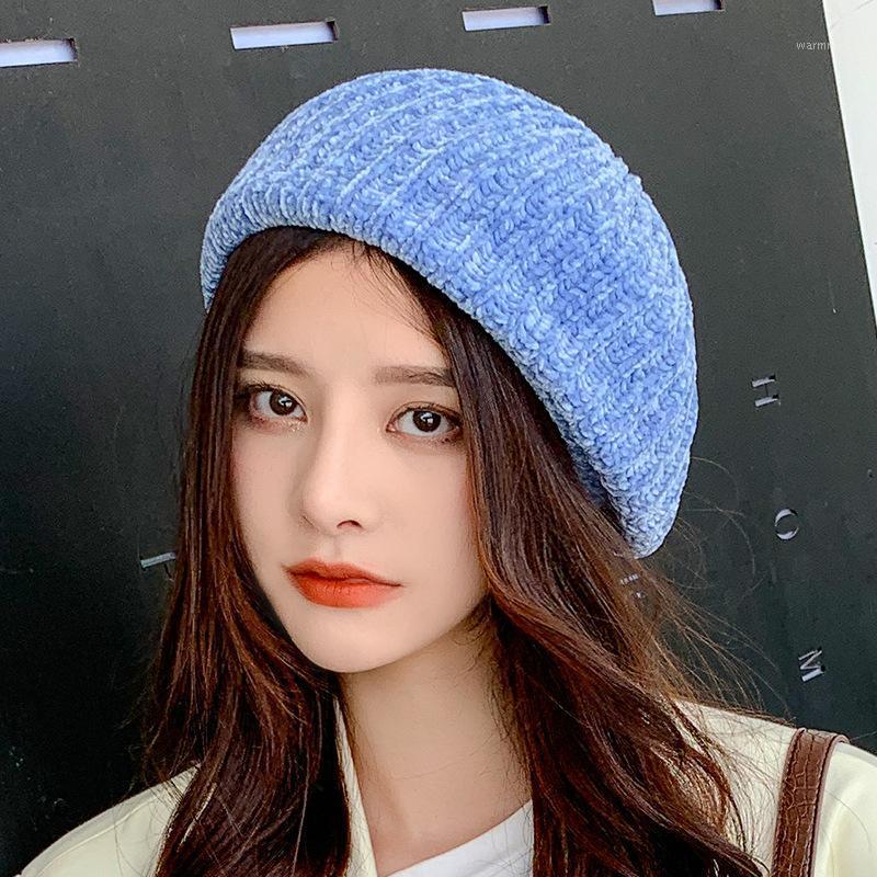 

HT3340 Berets for Women Autumn Winter Women Hat Ladies Solid Plain Octagonal Beret Hat Female Vintage Artist Painter Knitted1, Black