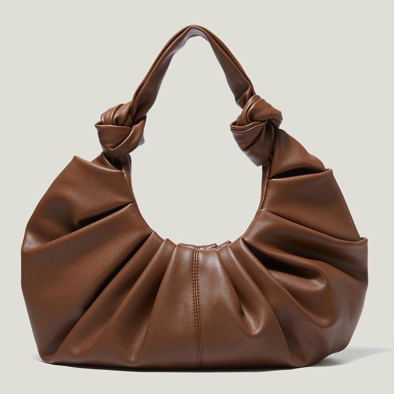 

Evening Bags Fashion Ruched Half Moon Women Handbag Designer Big Knot Lady Hand Luxury Pu Leather Shoulder Bag Large Tote Purses 2022