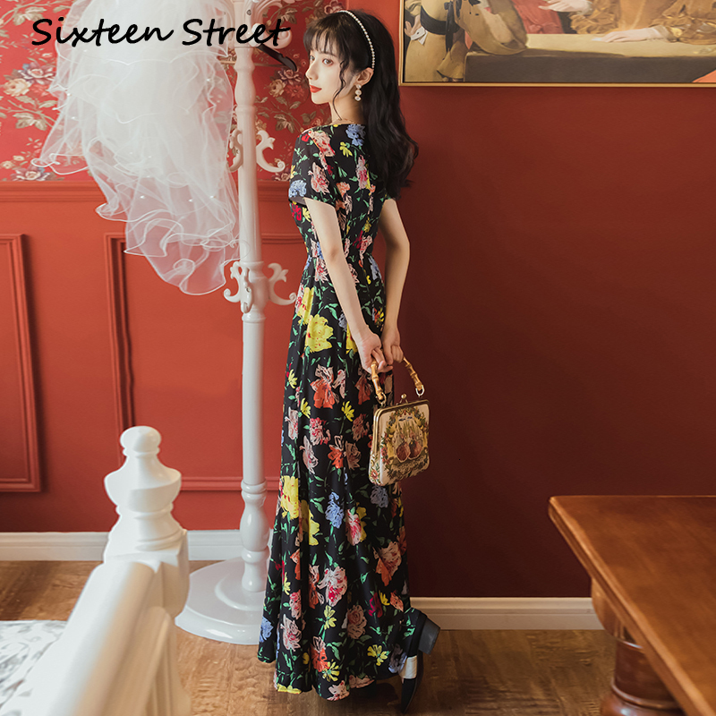 

2021 Summer Long Chiffon Vintage Female Short Ankle-length Dress Elegant Black Party 2ijd, Blue