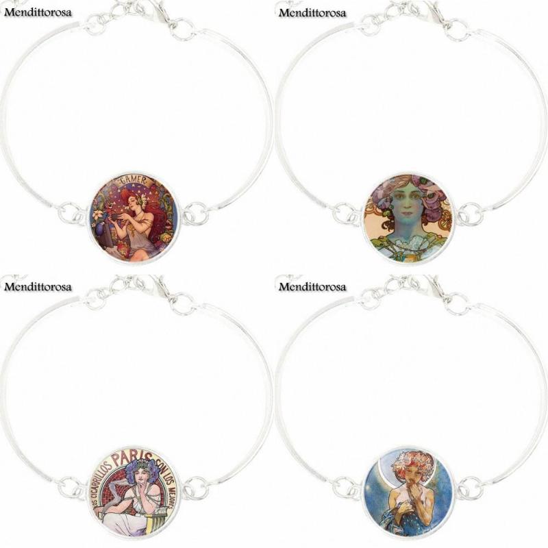 

For Women Wedding Moon Goddess Mucha Fashion Novelty Glass Bracelet Bangles New Arrival Bracelet Bangle Glass Cabochon Jewellery