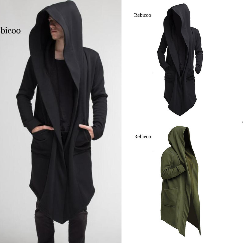 

Hoodies Hop Men Hip Hooded Mantle Sweatshirts Fashion Jacket Black long Sleeves Cloak Coats Outwear Hot Sale