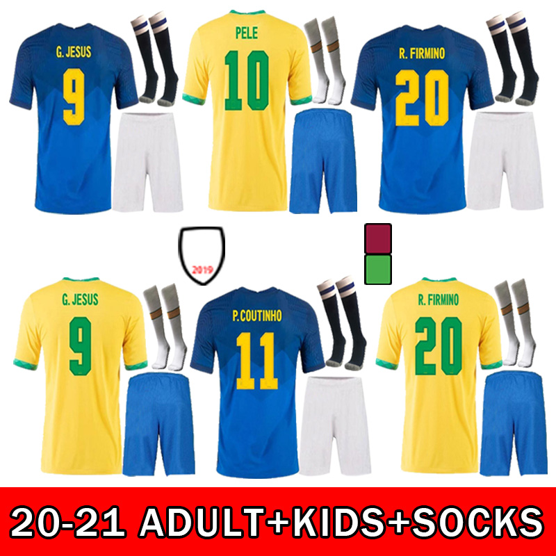 

BrazilS 2021 2022 soccer jersey home away Camiseta futbol NERES COUTINHO football shirt FIRMINO JESUS MARCELO 21 22 maillot de foot Brasil Adult + KIDS kit socks