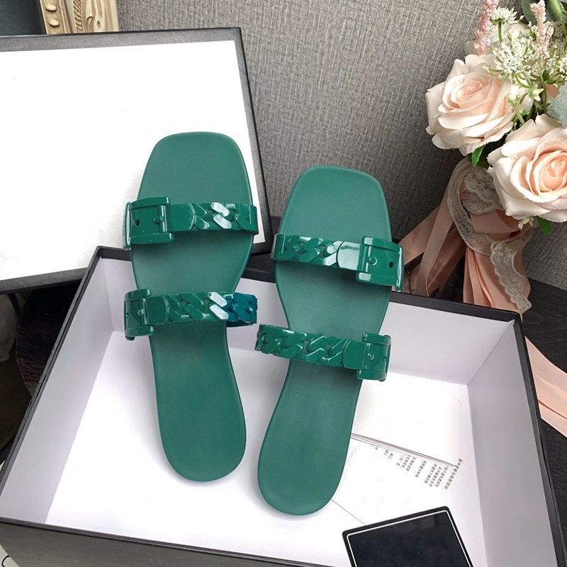 

Designer Jelly slippers Women Rubber slippers Fashion Flat Slides Sandal Beach Sandals Party Shoes Red Green 5 Colors Summer Flip Flops, Color 1