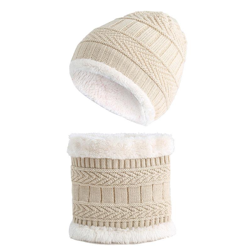 

1 Set Children Kids Hat Scarf Loops Knitting Warm Soft Breathable Elasticity for Winter B2Cshop, Beige