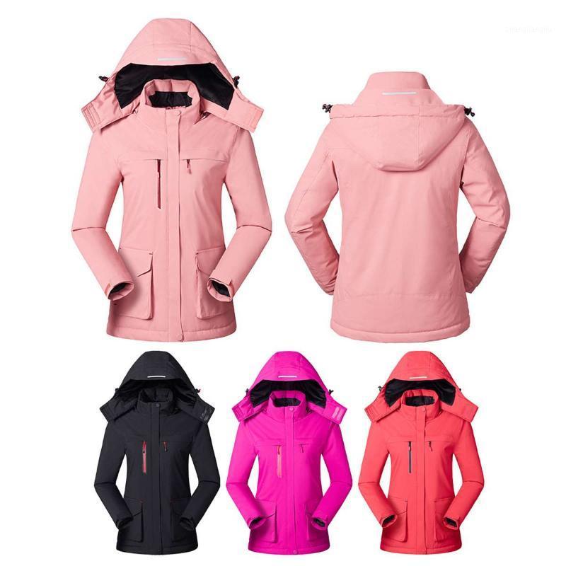 

USB Heated Jacket Women Heated Vest Long Sleeves Hooded Coat Winter Thermal Clothing Skiing Hiking Windproof Heating Windbreaker1, Black