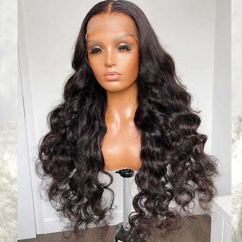 

Peruvian 360 Lace Frontal Human Hair Wigs With Baby Hair Remy Wavy Silk Top Lace Front Wig PrePlucked Natural Hairliny Full, U part wig
