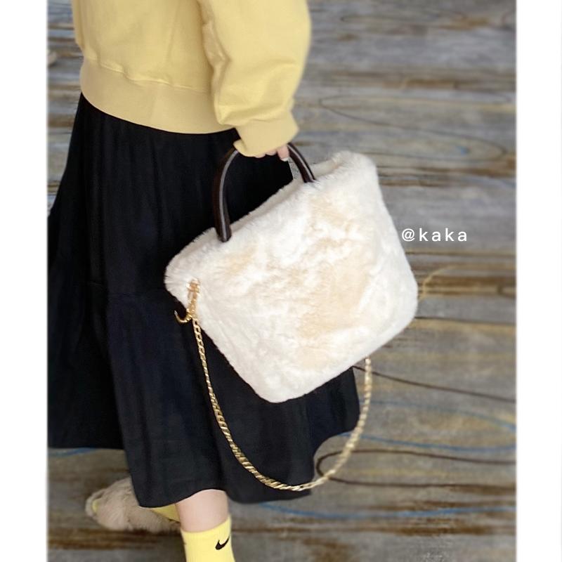 

Autumn winter Maomao bag women 2021 new net red portable Tote Bag versatile high sense chain messenger, Beige