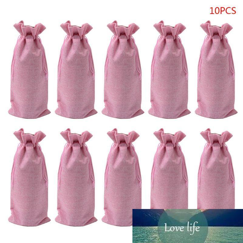 

10pcs Rustic Linen Drawstring Champagne Red Wine Bottle Bag Gift Packaging Wrap
