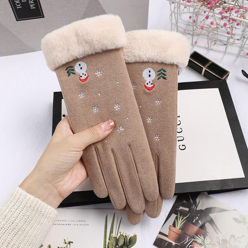 

Christmas Gift women Gloves winter Double Warm Mittens Female Coral Fleece Touch screen gloves guantes Femme outdoor1