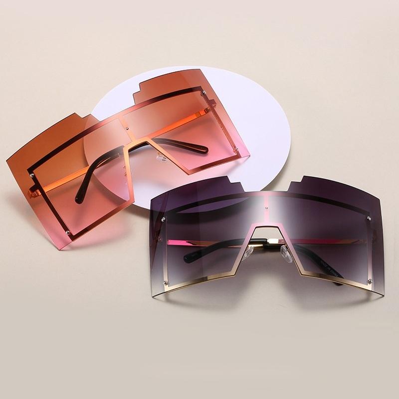 

Sunglasses QPeClou 2021 Fashion Super Big Shield Women Brand Desigenr Oversized Square Sun Glasses Female One Piece Goggles