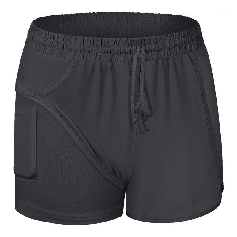 

High Waist Workout Yoga Shorts Women 2 In 1 Running Shorts Quick Drying Gym Fitness Sport With Inner Pocket #N1, Black