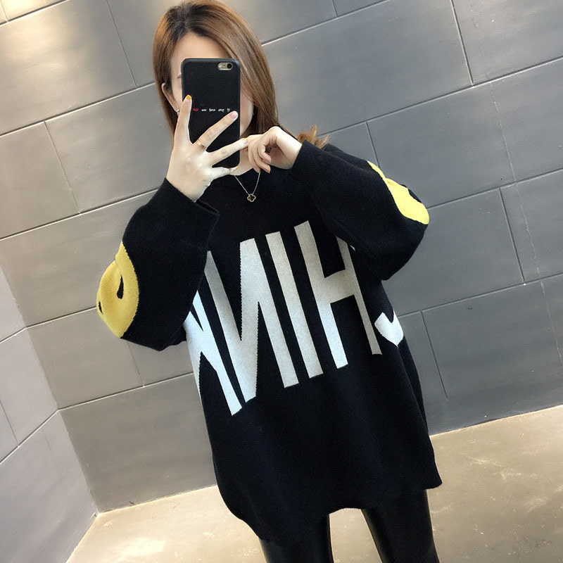 

2021 New Clothes Loose Women's Clothing Autumn Coat and Winter in the Wild Long Tide FXL1, Black