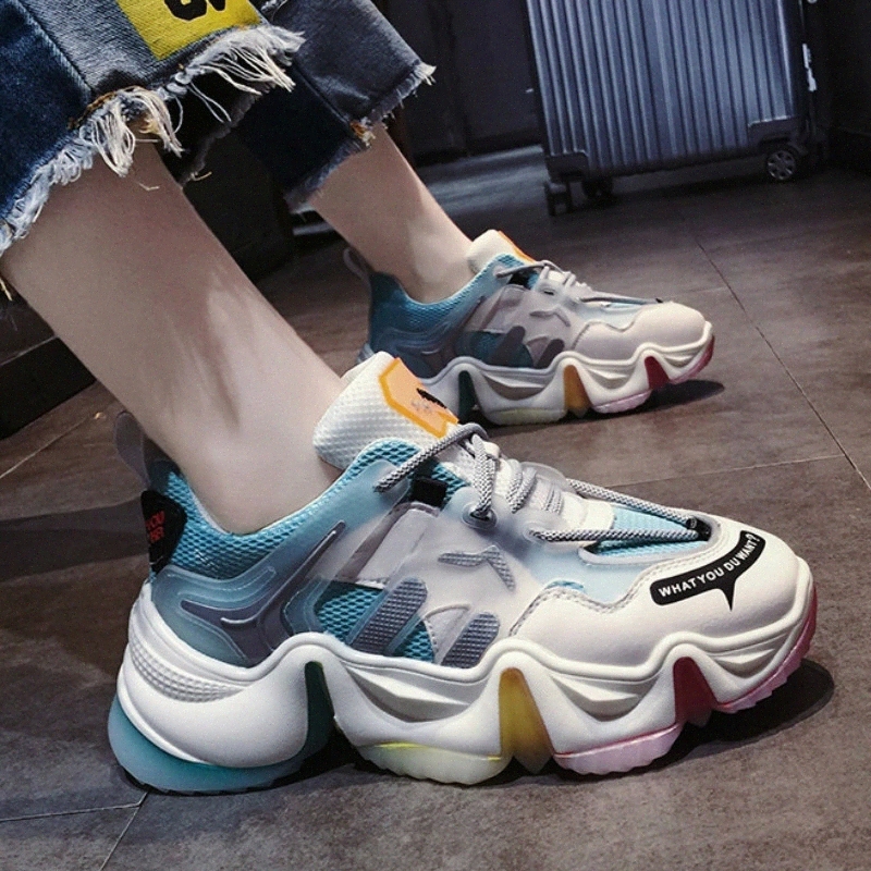 

Women Sneakers 2020 Autumn new trends flats Platform mix colors height increase Women Casual Shoe #0R2q