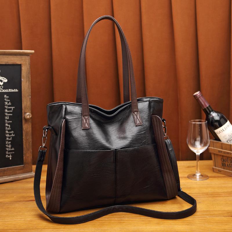 

Large Capacity Soft Leather Tote Bag Luxury Designer Handbag 2021 High Quality PU Women Bag Ladies Shoulder Messenger, Black