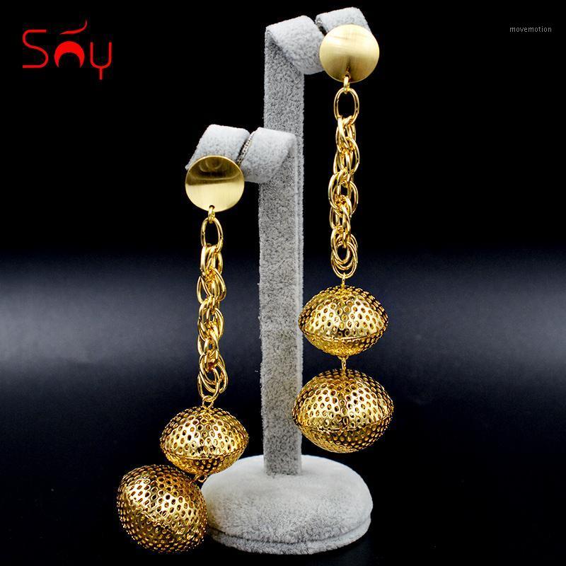 

Sunny Jewelry Statement Jewelry Women Big Long Drop Dangle Earrings Trendy Hanging Double Ball Earrings Dubai For Party1