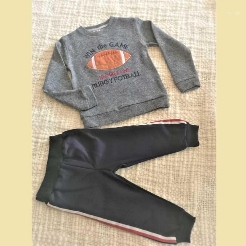 

boy cotton winter warm sweatshirt and trouser suit with cycling collar1, Gray
