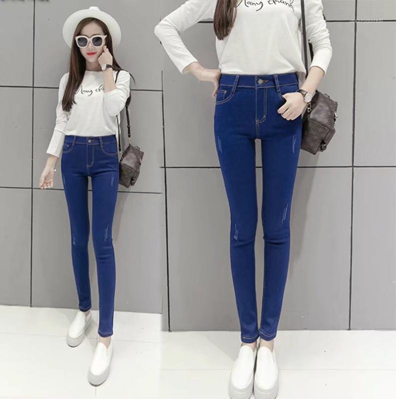 

2020 New Spring Womens High Waist Jeans Street Style Skinny Full Length Pencil Pants Ripped Jeans for Women1, A4