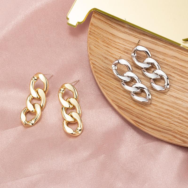 

New Vintage Gold Silver Color Link Chain Earrings For Women Boho Geometric Simple Long Tassel Drop Earring 2020 kolczyki Jewelry
