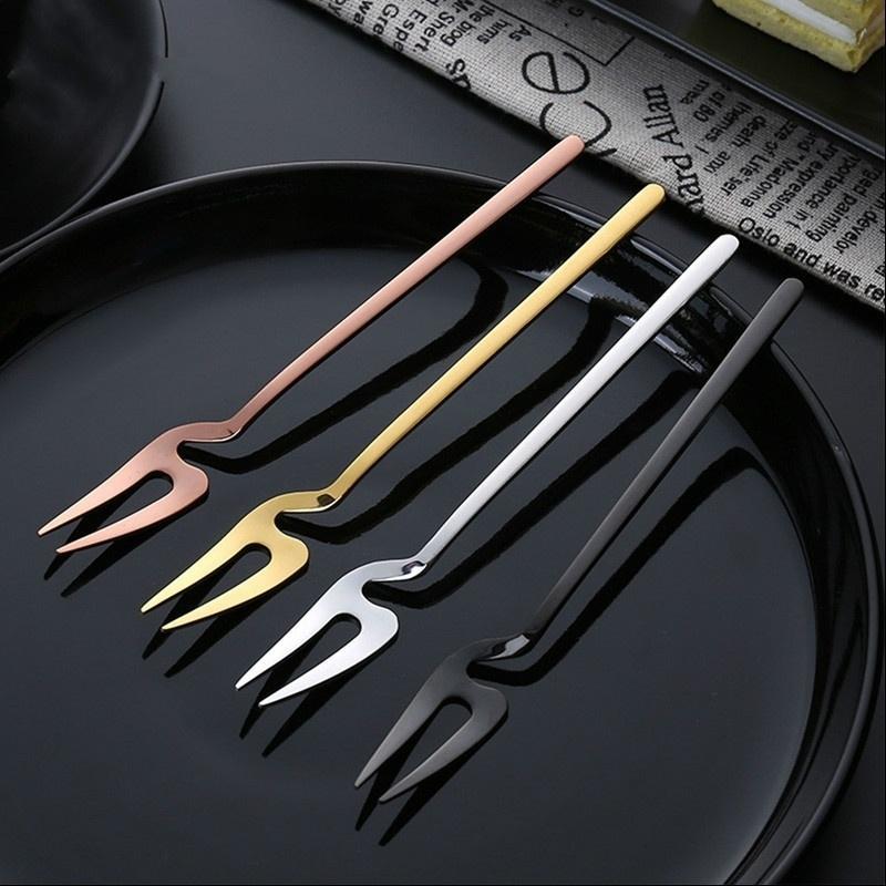 

Stainless Steel Fruit Forks Small Size Pickle Forks Cocktail Salad Dessert Cake Tableware for Banquet Party Seafood Dinner