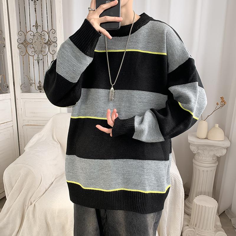 

Thicken Warm Mens Sweaters Pullovers Outdoor Casual Knitted Sweater Thicken Warm Chompas Para Hombre Loose Clothing BD50PP, Gray