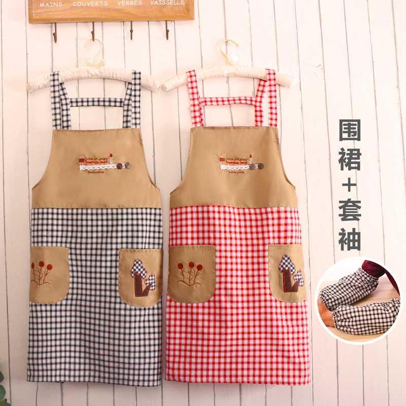

Breathable home kitchen cooking antifouling cute Japanese apron skirt Korean version with sleeves1