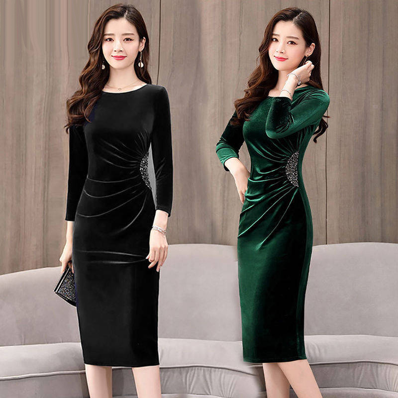 

Winter 2020 Hot Skinny Bodycon Feminine Solid Fancy Casual Party Inside Wear Pencil Dress F9mb, Green