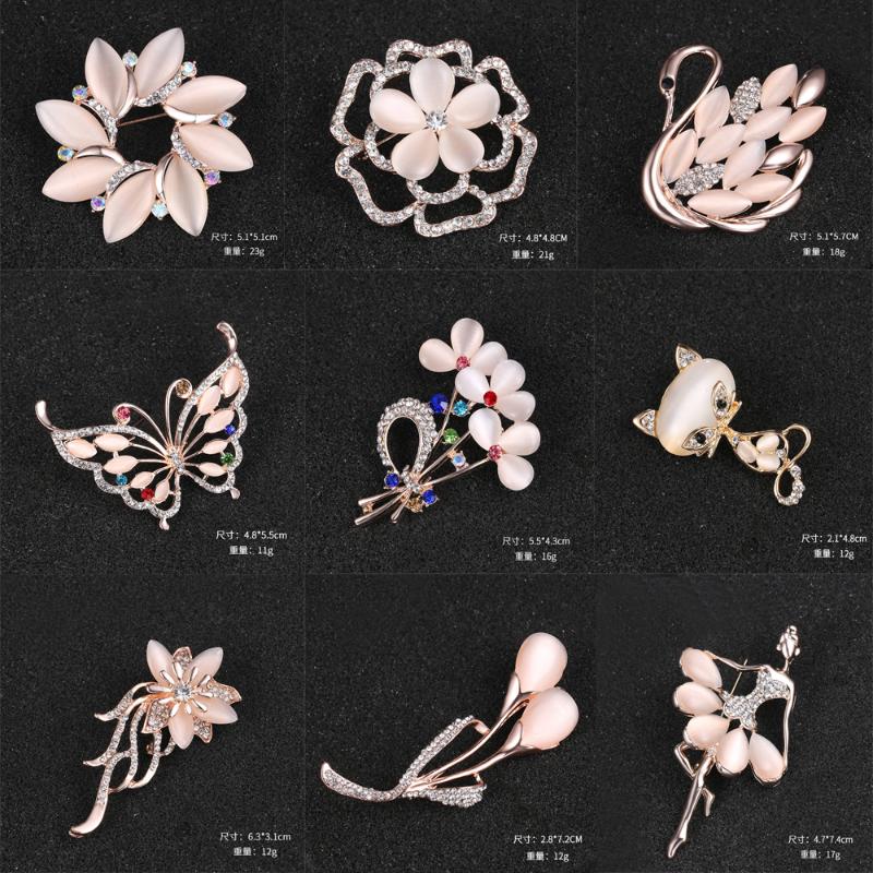 

Newest Opal Stone Flower Butterfly Ballet Girl Crystal Brooch for Women Bridal Assorted Pin Brooch DIY Bouquet Jewelry