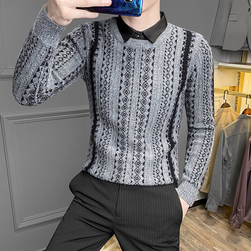

Autumn 2021 Men's Thin New Striped Sleeve Long Shirt Fashion Youth Clothes GHYJ, White