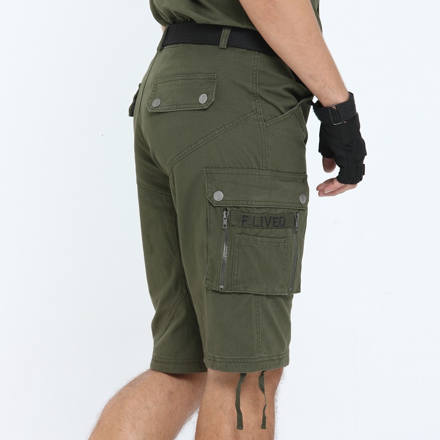 

2021 New Long Cargo Shorts of the Men Branded Military Capris Will See Great Plus Size Army at Knee Height Male Casual Tactical Style Pants, Army green.
