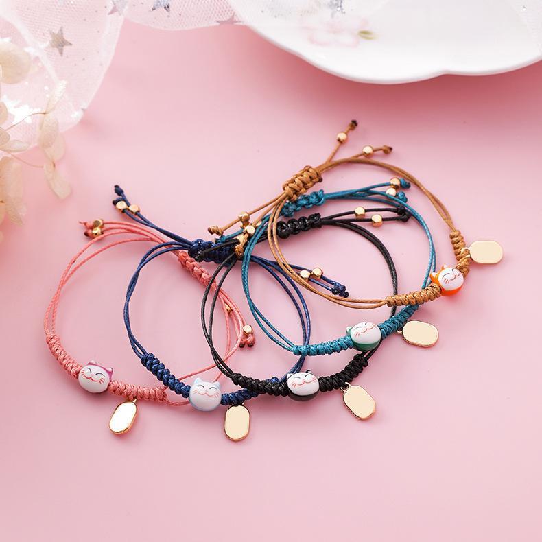 

Bohemian New Lovely Lucky Cat Handmade Braided Adjustable Rope Bracelet For Women Hands Jewelry Bracelets & Bangles Gifts1