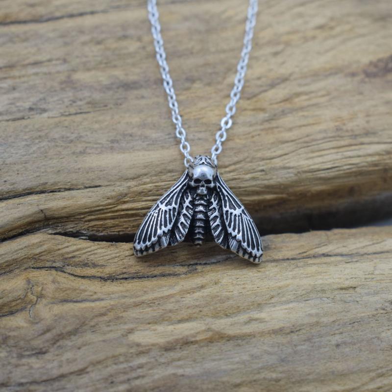 

12pcs Simple animal tiny skull moth necklace woman gift punk gothic moth