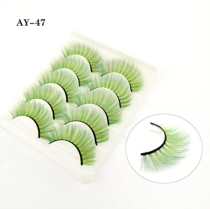 

Free Shipping 3D Fake Colored Eyelashes Natural Dramtic Red Green Yellow Purple White Cosplay Eye Lash Extension Colorful Eyelash