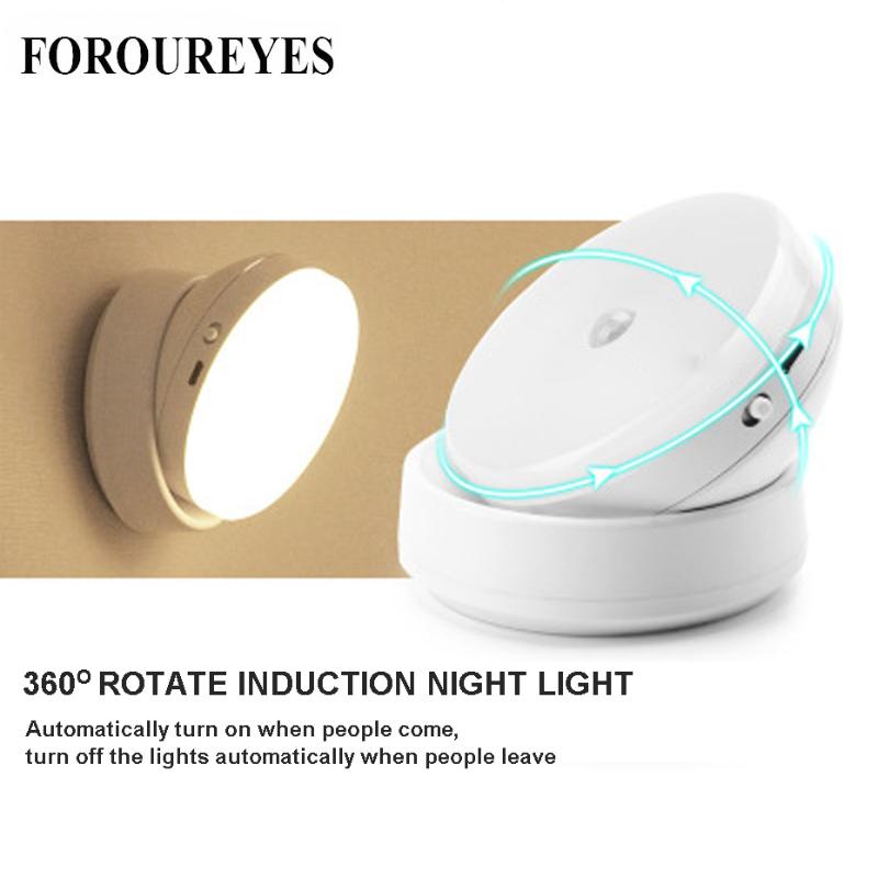 

LED Night Light 360 Degree Rotating PIR Motion Sensor Lamp 6 LEDs lighting for Wardrobe Cupboard Closet Kitchen night light