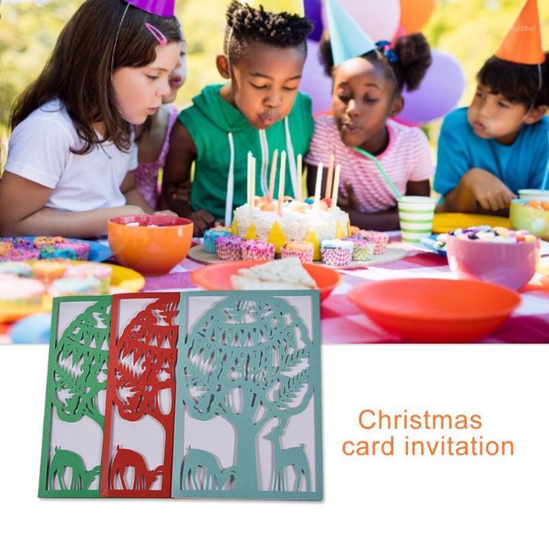 

Christmas Greeting Card Elk Christmas Tree Hollow Shell Blank Paper For Birthday Party Wedding Invitation Event Supplies1