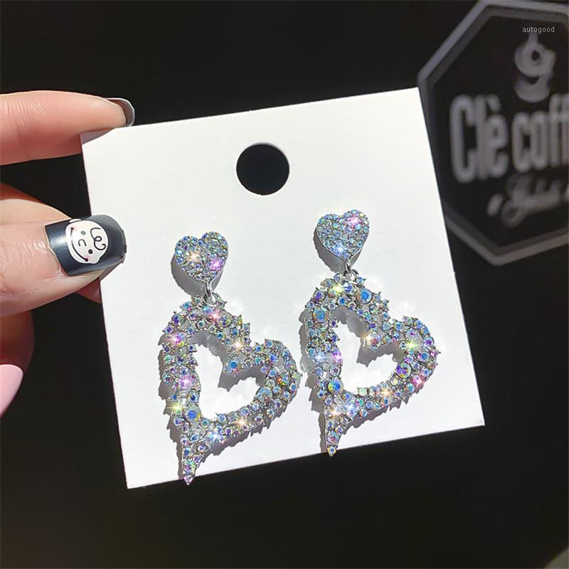 

Dangle & Chandelier FYUAN Heart Colorful Rhinestone Drop Earrings For Women Bijoux Gold Silver Color Shiny Crystal Jewelry Gifts1