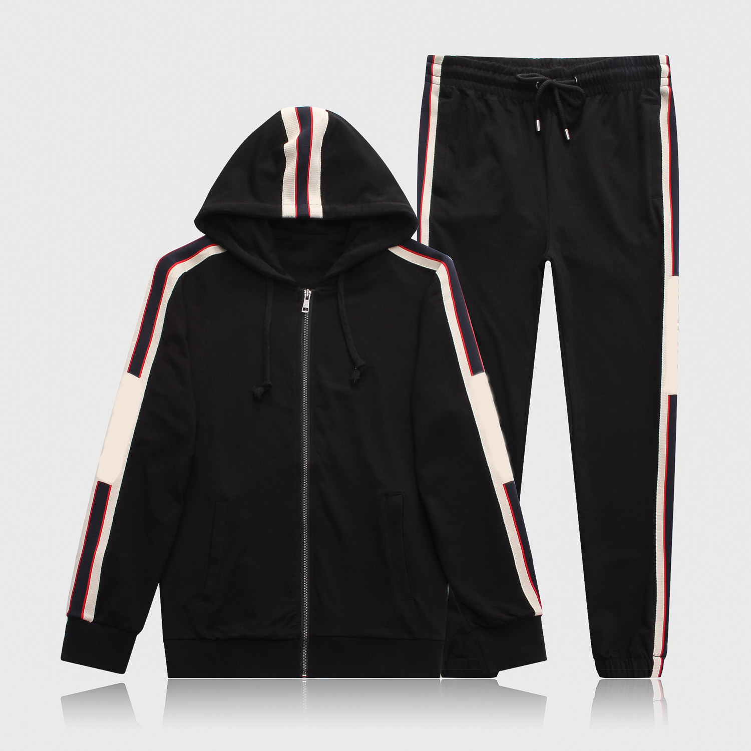 

2020 Men Sets Hooded Tracksuit Track Sweat Suits Three Stripes Male Sweatsuit Mens Sporting Suits Mens Clothing -3XL W12, Gray