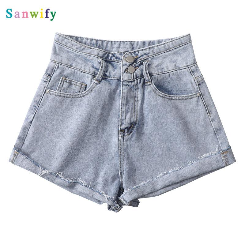

Washed Jean Shorts 2020 Women Denim Shorts Casual Wide Leg Style Womens Blue Black