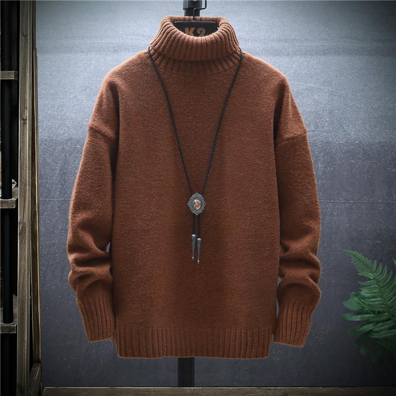 

Men's Sweaters Solid Color Mens Pullover 2022 Winter Turtleneck Thick Slim Sweater Korean Casual Men Long Sleeve Knitwear Coats, White;black