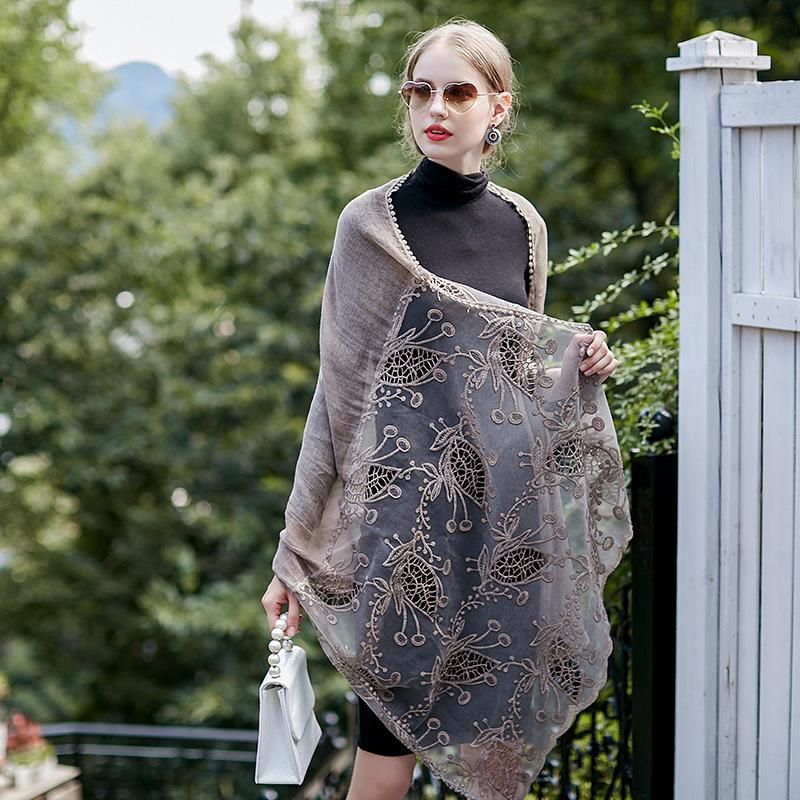 

2020 spring and autumn new European and American retro lace tie fashion all-match cotton linen shawl scarf women
