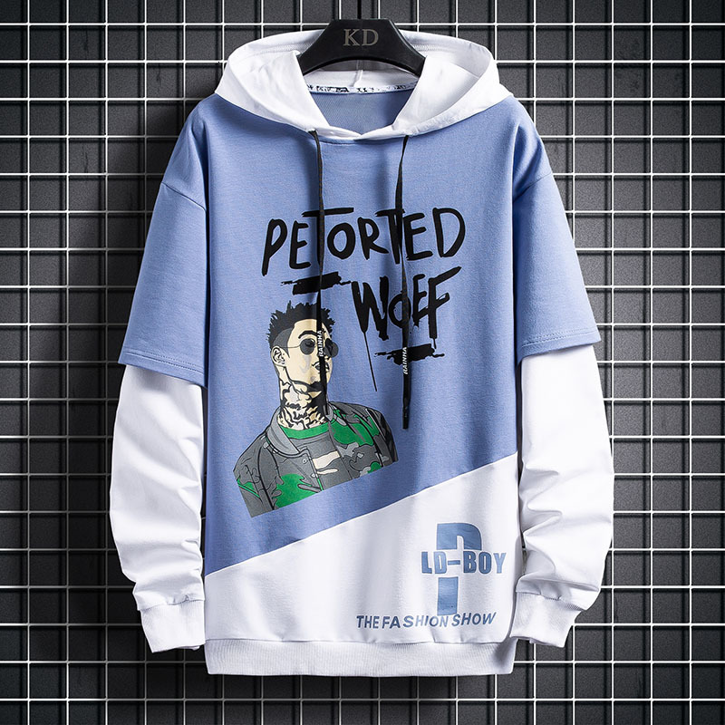 

2021 New Japan Casual O-neck Spring Autumn Patchwork Print Black White Hoodie Sweatshirt Men's Fleece Hip Hop Streetwear Clothes 3bfy, W117 1