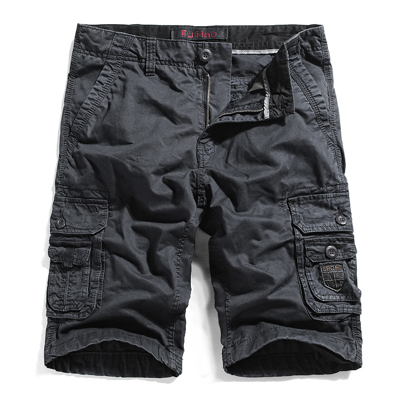 

2021 Luyzjzen Elastic Cotton on the Waist Fashion Will See Male Calf-length New Shorts Cargo MRIP, Black