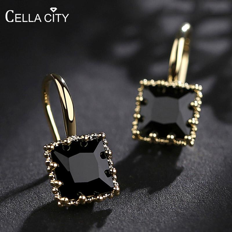 

Dangle & Chandelier Cellacity Classic Silver 925 Jewelry Geometry Gemstones Earrings For Women Simple Design Female Ear Drops Party Wholesal