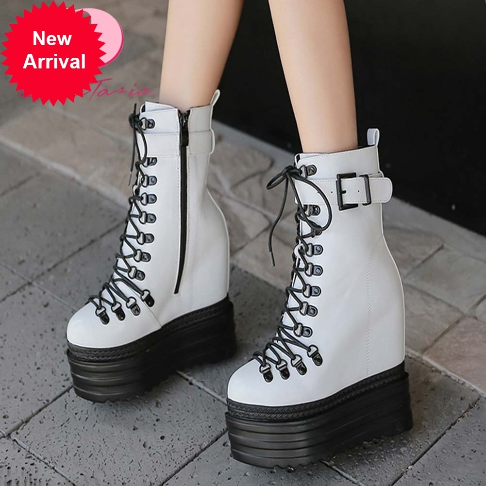 

2021 The New Women's Fashionable Ankle Growing Woman's Boots High Girl's Shoes Ct00, White
